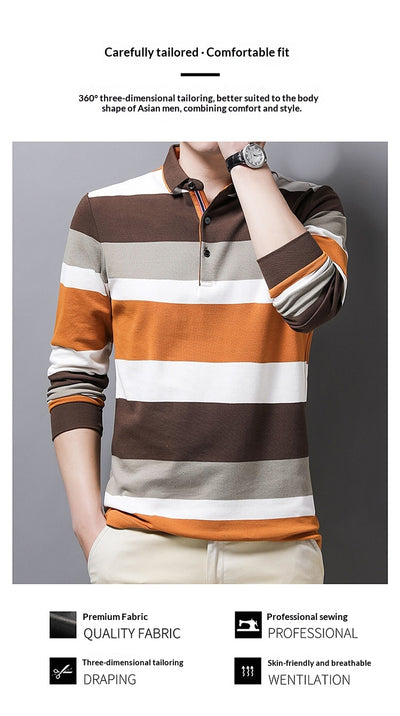 Camisa de Manga Larga con Cuello Italiano a Rayas - Image 7