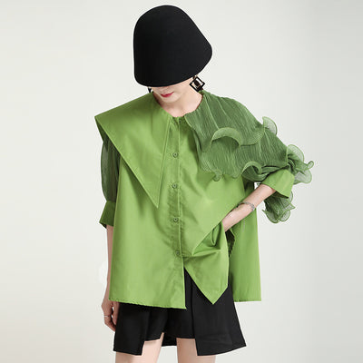Camisa Suelta con Volantes e Hilvanado Irregular - Image 12