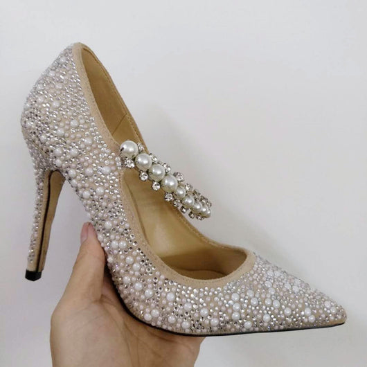 Tacones Planos Elegantes con Pedrería y Perlas - Punta Afilada para Mujer - Image 4