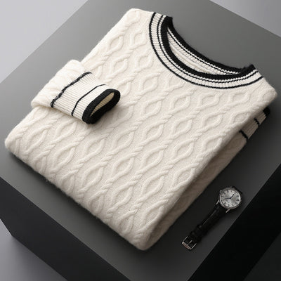 Suéter Colorblock Jacquard Grueso Cuello Redondo Hombre Otoño Invierno - Image 6