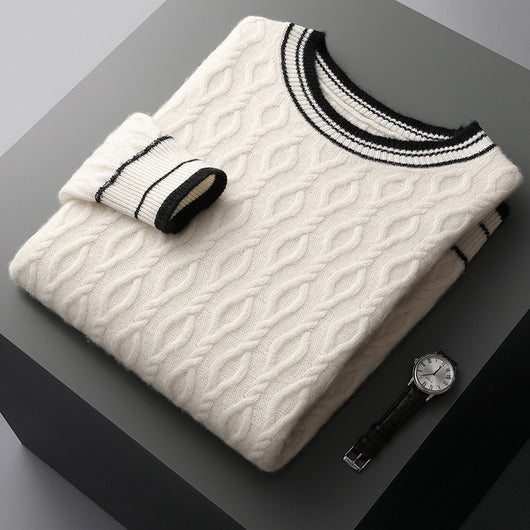 Suéter Colorblock Jacquard Grueso Cuello Redondo Hombre Otoño Invierno - Image 6