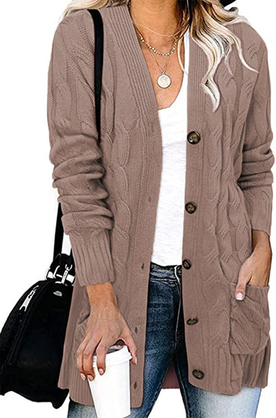 Abrigo Tejido Casual con Botones para Mujer - Otoño e Invierno - Image 18