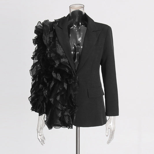 Blazer Mujer Diseño Asimétrico con Volantes en Tul - Image 2
