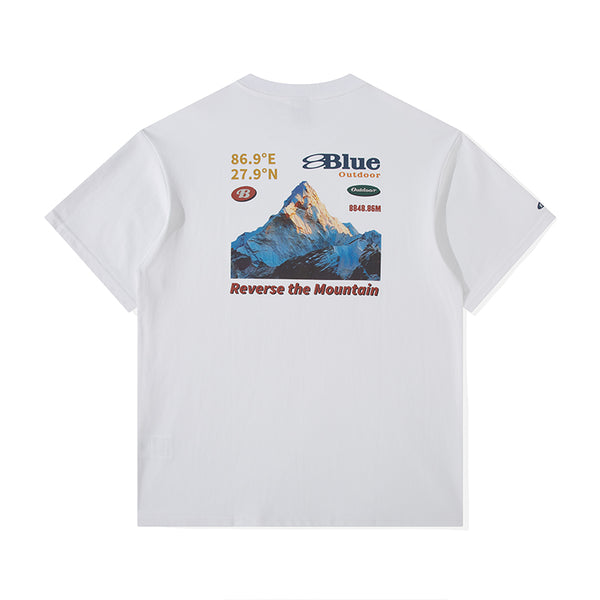 Playera Suelta Retro Pareja Estampado Montaña Nevada - Image 4