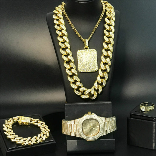 Conjunto de Cadena Cubana de Diamantes Completos Hip Hop para Hombre - Image 5