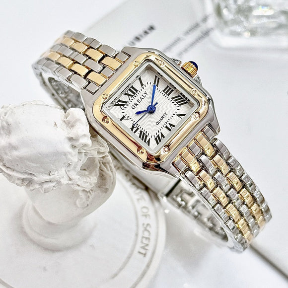 Reloj Cuadrado Retro Impermeable para Mujer con Cristales Incrustados