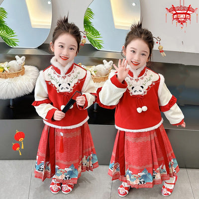 Conjunto de Falda Infantil Estilo Horse-Face para Invierno
