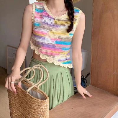 Blusa Tejida Calada sin Mangas con Borlas para Mujer - Image 11