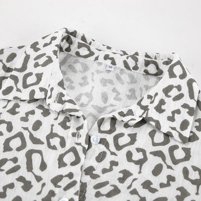 Conjunto Ejecutivo Blusa Leopardo Algodón Puro Manga Larga Cintura Alta Mujer - Image 9