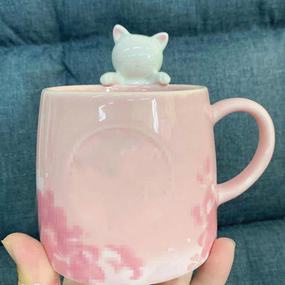 Taza Cerámica Gato Flores de Cerezo - Diseño Primaveral - Image 4