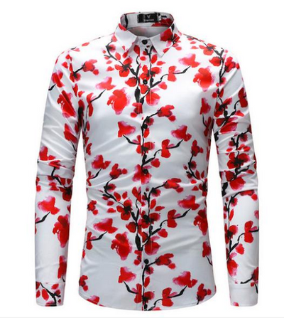 Camisa Hawaiana Flor de Cerezo para Hombre - Diseño Exclusivo Flores, Corte Slim Elegante