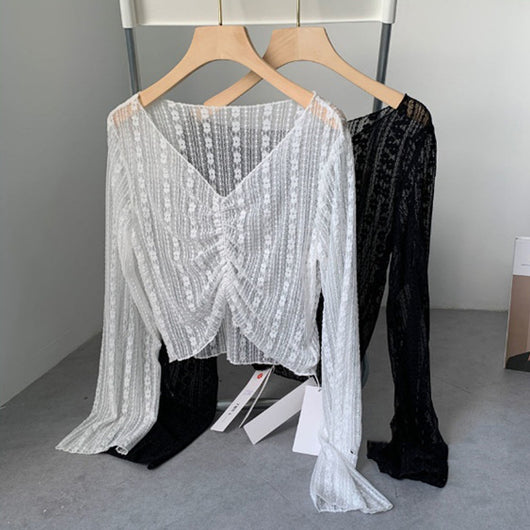 Blusa de Encaje Protección Solar - Manga Larga Fresca para Verano - Image 5