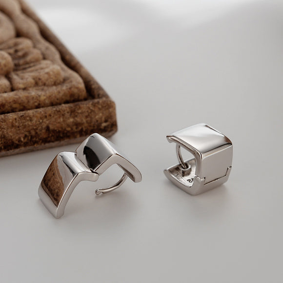 Aretes de Plata 925 Cuadrados Anchos - Joyería Elegante