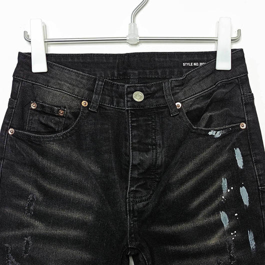 Jeans Rectos Rotos con Efecto Paint Splash y Stretch para Hombre - Image 15