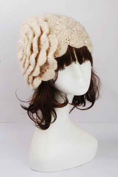 Gorro de Lana Tejido a Mano con Perlas para Mujer - Image 2
