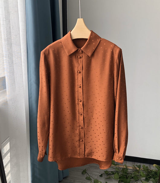 Camisa de Manga Larga en Satén Sedoso Reversible con Brillo - Image 8