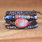 Pulsera de Cuero Turquesa Tejida a Mano