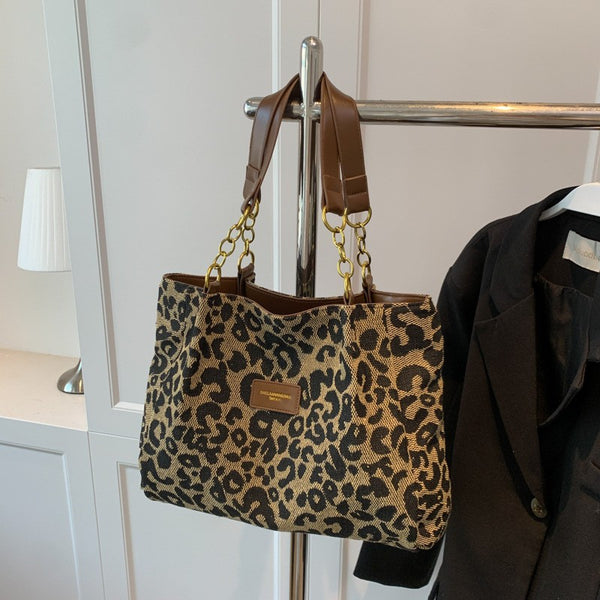 Bolsa de Hombro Estampado Leopardo Multiuso - Gran Capacidad y Estilo