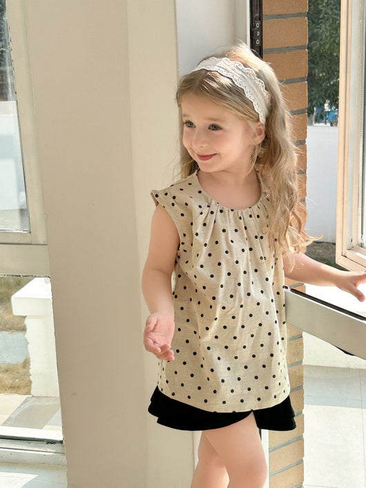 Blusa Niña Lunares Cuello Redondo Suelta Plisada Sin Mangas Verano - Image 12