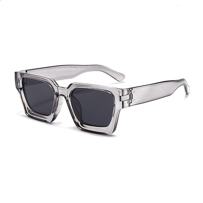 Olive green rectangular sunglasses with dark gray lenses, featuring a thick, modern frame design. - Image 6