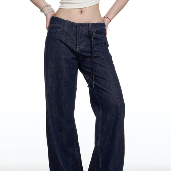 Jeans Retro Americano Desgastado Mujer Corte Recto Holgado