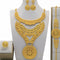 Conjunto de Joyería Árabe Dorada para Novia - Collar, Pulsera, Aretes y Anillo