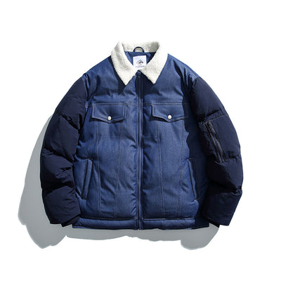 Abrigo Denim Acolchado Retro Americano para Hombre - Image 5