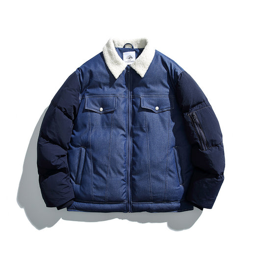 Abrigo Denim Acolchado Retro Americano para Hombre - Image 5