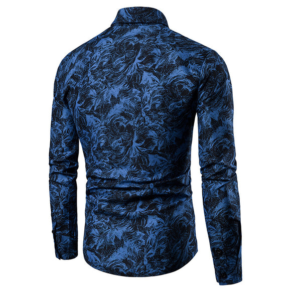 Men's Long Sleeve Floral Print Shirt