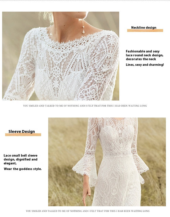 Vestido de Novia Bohemio Retro con Encaje Ligero