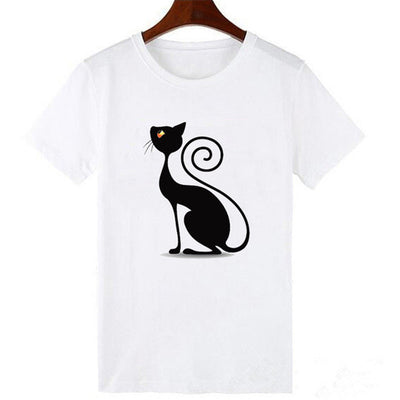 Camiseta Negra Estampado Patitas de Gato - Diseño Europeo Manga Corta - Image 11