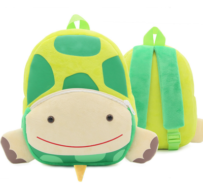 Cute green plush dinosaur backpack with red spikes, a blue front pocket, and yellow horn, for kindergarten children. - Image 14