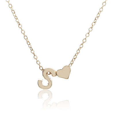 Collar de Corazón Melocotón con Letra del Alfabeto - Joyería Elegante para Mujer - Image 3