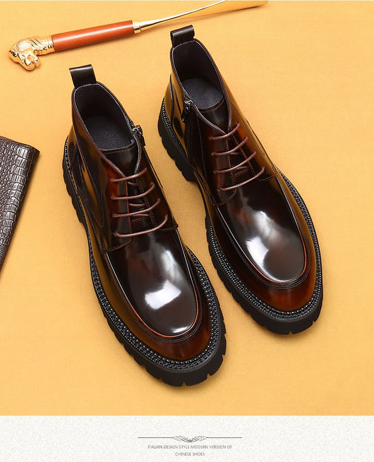 Botas Martin de Cuero Charol Plataforma con Cierre - Estilo Británico Elegante - Image 12