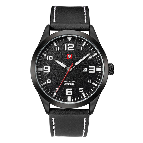 Reloj de Cuarzo para Hombre con Correa de Cuero, Esfera Grande y Calendario - Image 6