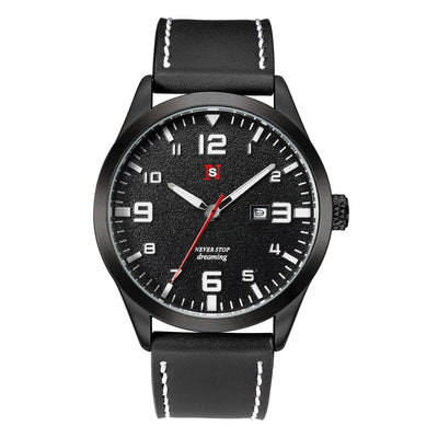 Reloj de Cuarzo para Hombre con Correa de Cuero, Esfera Grande y Calendario - Image 6