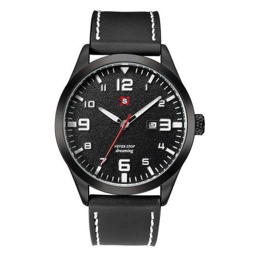 Reloj de Cuarzo para Hombre con Correa de Cuero, Esfera Grande y Calendario - Image 6