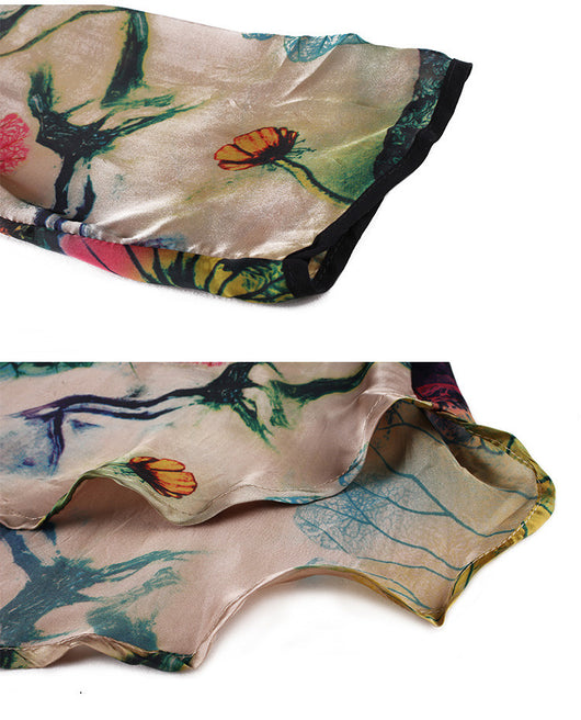 Traje Suelto de Seda Satinada Estampada con Cuello Redondo - Image 14