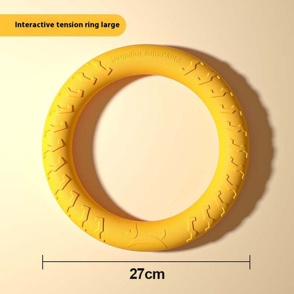 Yellow 7cm solid EVA dog toy ball with textured surface and dog silhouette graphic. - Image 4