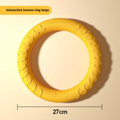 Yellow 7cm solid EVA dog toy ball with textured surface and dog silhouette graphic. - Image 4