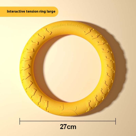 Yellow 7cm solid EVA dog toy ball with textured surface and dog silhouette graphic. - Image 4