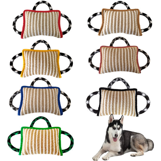 Juguete de Cuerda para Perros con 3 Asas - Almohada de Yute Resistente para Tirar - Image 3