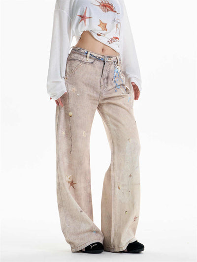 Pantalones Rectos Anchos Vintage con Estampado de Cadena para Mujer - Image 6