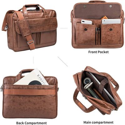 Bolsa Mensajero de Cuero para Hombre con Compartimento para Notebook - Image 4