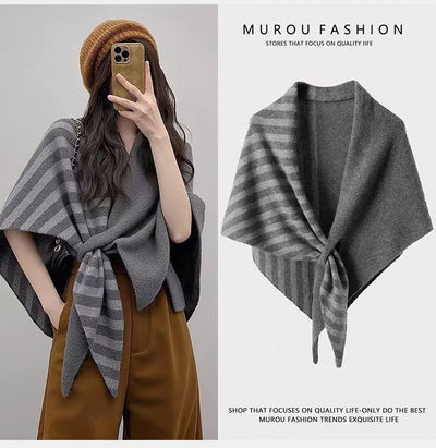 Chal de Lana con Bloques de Color y Rayas para Mujer - Image 19
