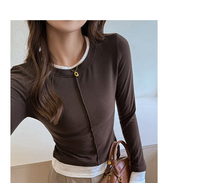 Blusa Elegante Cuello Redondo Falso Dos Cuerpos Premium para Mujer - Image 9