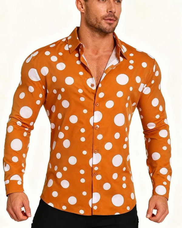Camisa de Manga Larga con Lunares para Adolescentes y Hombres