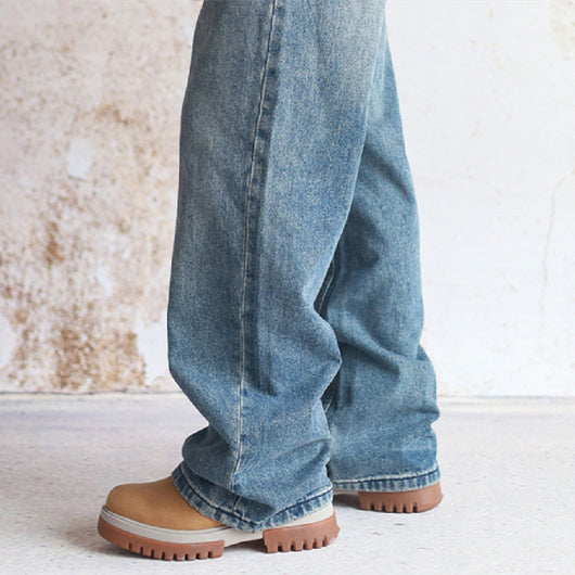 Jeans Rectos Khaki con Lavado Vintage para Hombre - Image 2
