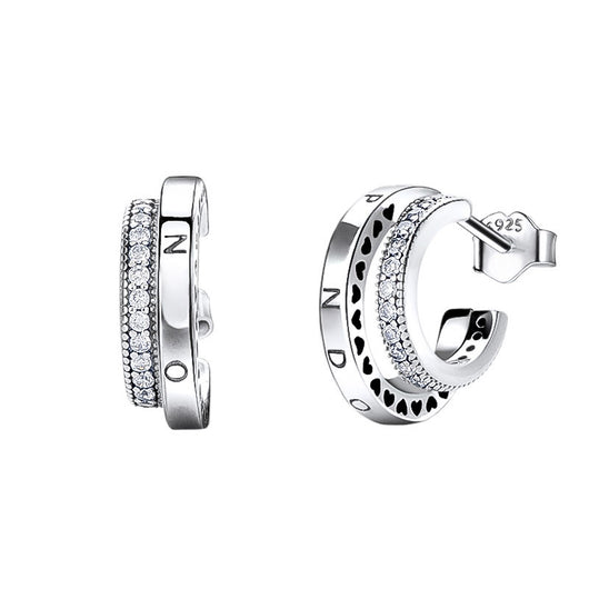 Aretes de Circonia Doble Anillo Efecto Hielo para Mujer - Image 6