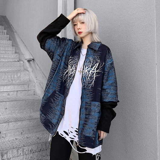 Chaqueta Universitaria Blue Lightning Grafiti - Marca National Tide - Image 8
